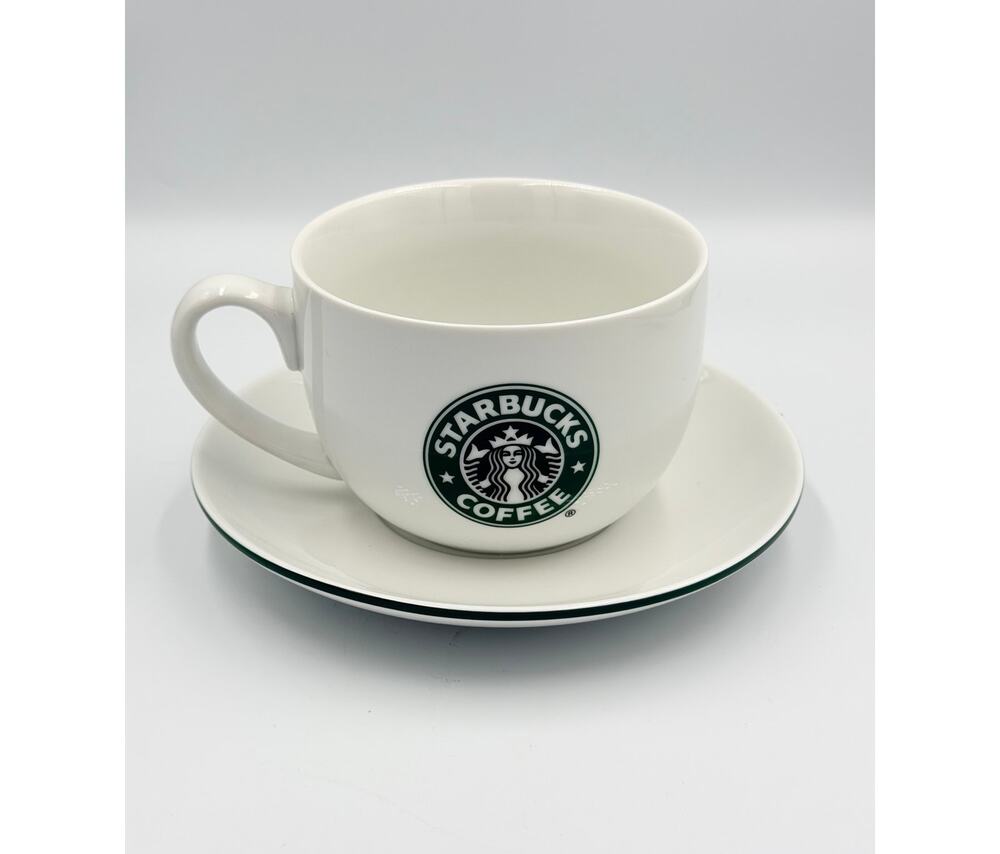 Starbucks Advertising JUMBO Cappuccino Coffee Soup Ceramic Cup and Saucer 2006